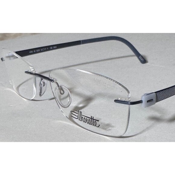 Silhouette Rimless Eyeglasses Frames Only Blue Arms 4496 40 52-17 130 5452 6059 - Picture 10 of 12